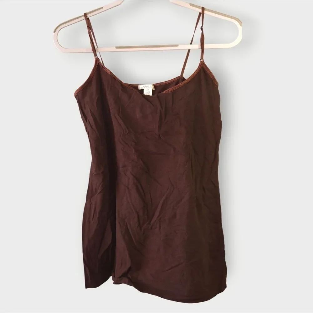 Bozzolo Chocolate Brown Shimmer Strap Cami Plus Size 2X Soft Knit Tank Top Layer
